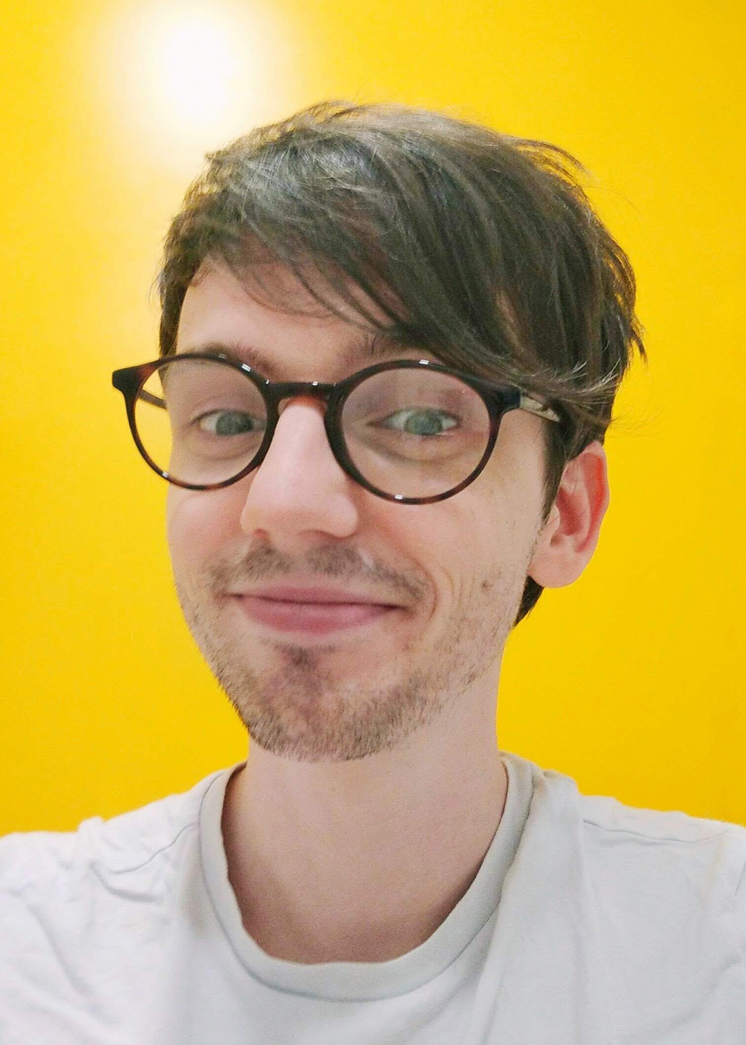 a photo of Ben MR Hall on a yellow background